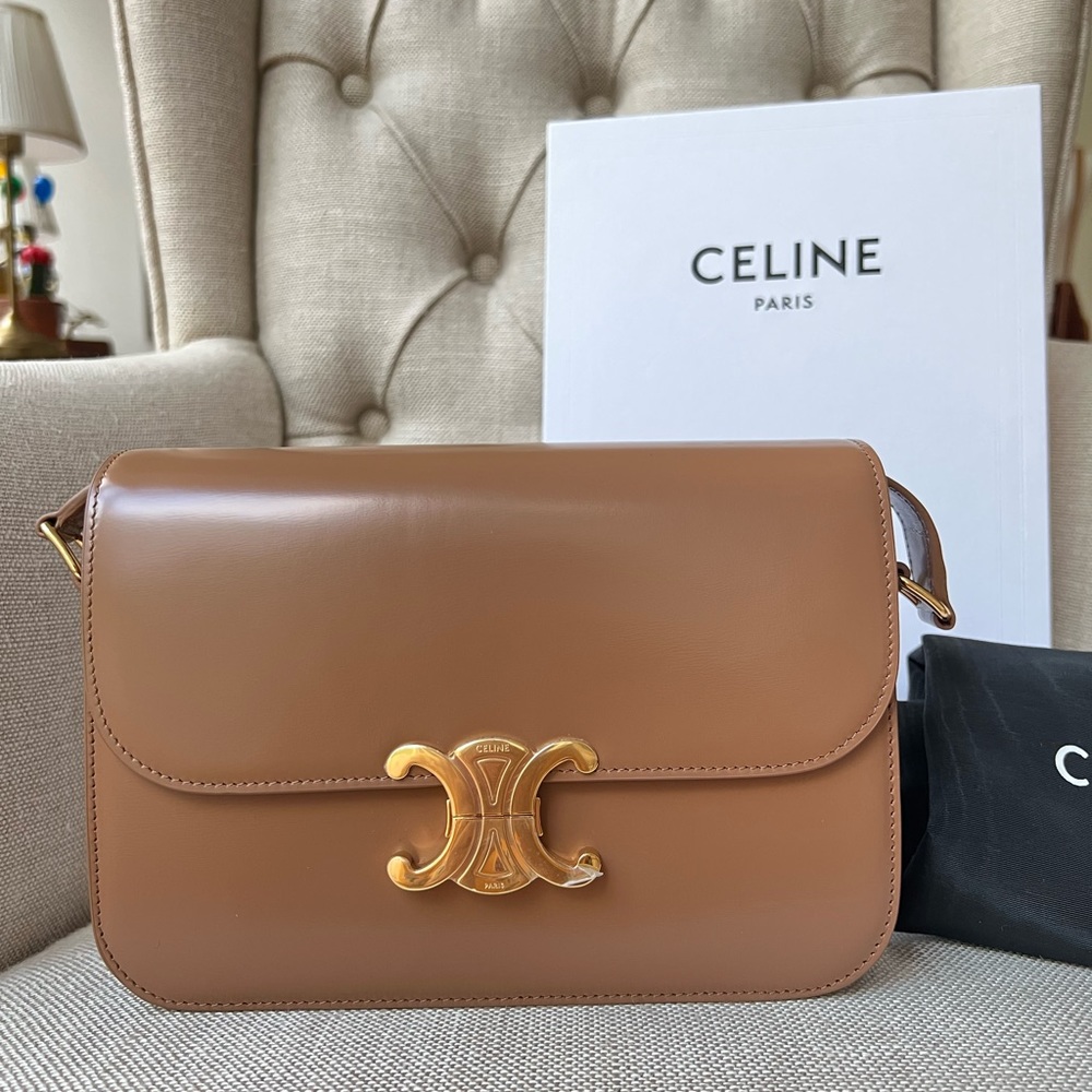 Authentic Brand New Classique Celine Triomphe bag in bronze color